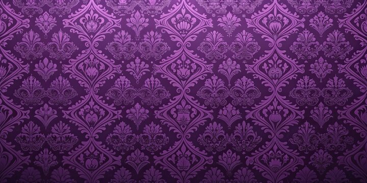 Fototapeta Elegant Purple Damask Pattern with Intricate Floral Designs and a Gradient Background
