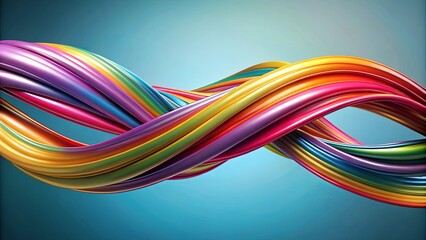 Abstract Colorful Swirling Bands of Shiny, Smooth Curves in a Dynamic Design