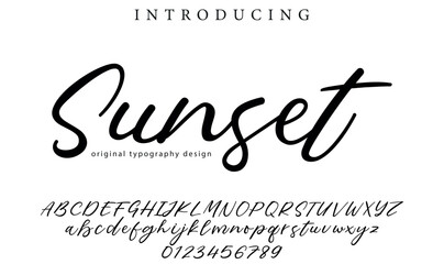 Sunset Font Stylish brush painted an uppercase vector letters, alphabet, typeface