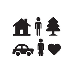 A vector silhouette image of a Black Filled Icons Set 