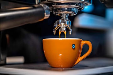 Coffee brewing with advanced nanotechnology, where tiny robots inside the cup adjust the temperature and brew strength to create the perfect futuristic cup of coffee