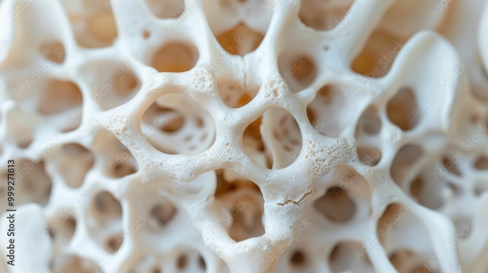 Poster detailed microscopic view of the intricate porous structure of bone showcasing calcium deposits and 