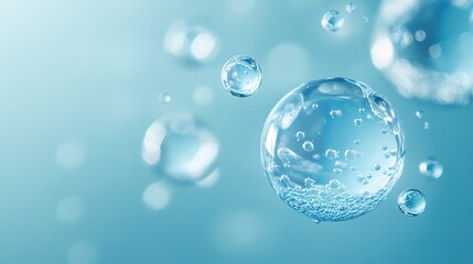 cosmetic skin cells Molecule Essence Ball Essence. blue background