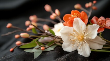 日本の春の工芸品や装飾品として、精巧なかんざしフラワーアレンジメント