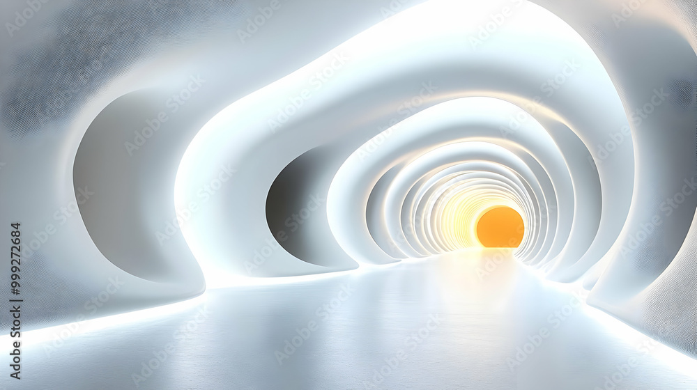Poster abstract tunnel with glowing light - 3d render