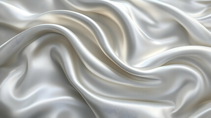Obraz premium Elegant White Fabric Draped Smoothly, Soft and Luxurious Texture, Closeup View