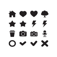 A vector silhouette image of a Black Filled Icons Set 