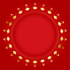 decorative circular golden diwali diya frame with empty space