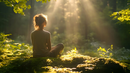 Finding Peace: Meditation in the Forest Sunlight