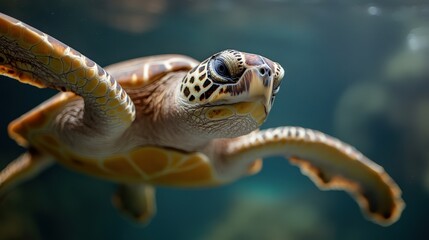 静かに浮かぶウミガメ：春のテーマに日本の自然とのつながりを讃える