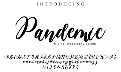 Pandemic Font Stylish brush painted an uppercase vector letters, alphabet, typeface