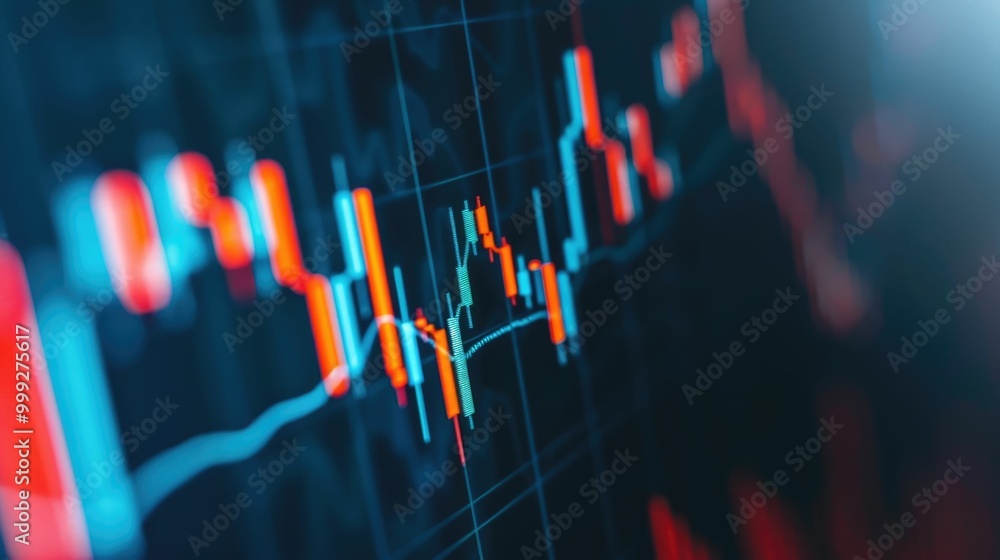 Poster analyzing high growth market trends and fluctuations displayed on financial data charts graphs and d