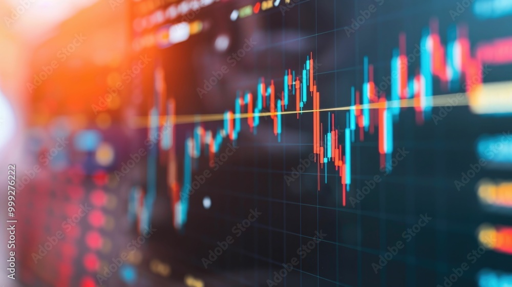 Poster detailed financial data visualization and analysis on the impact of interest rate policies on invest