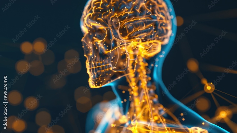 Poster illuminating nutrient pathways visualizing the body s intricate biological network through a futuris