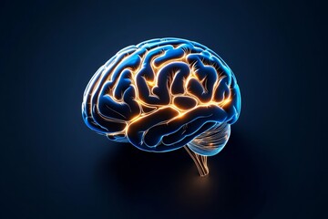 Minimalist brain icon, with clean lines and abstract shapes representing neural connections and thought processes in a simple design