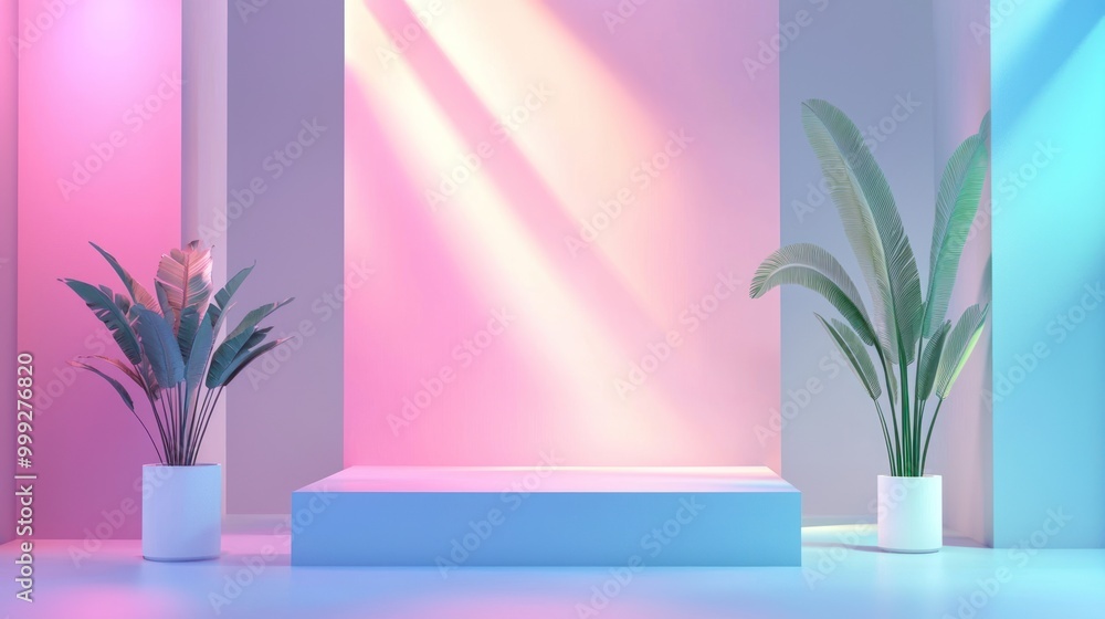 Poster a virtual booth mockup for online events with a 3d render.