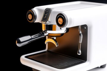 Minimalist espresso machine outline, with bold, sleek lines capturing the shape of a professional machine, ideal for a modern coffee-focused design