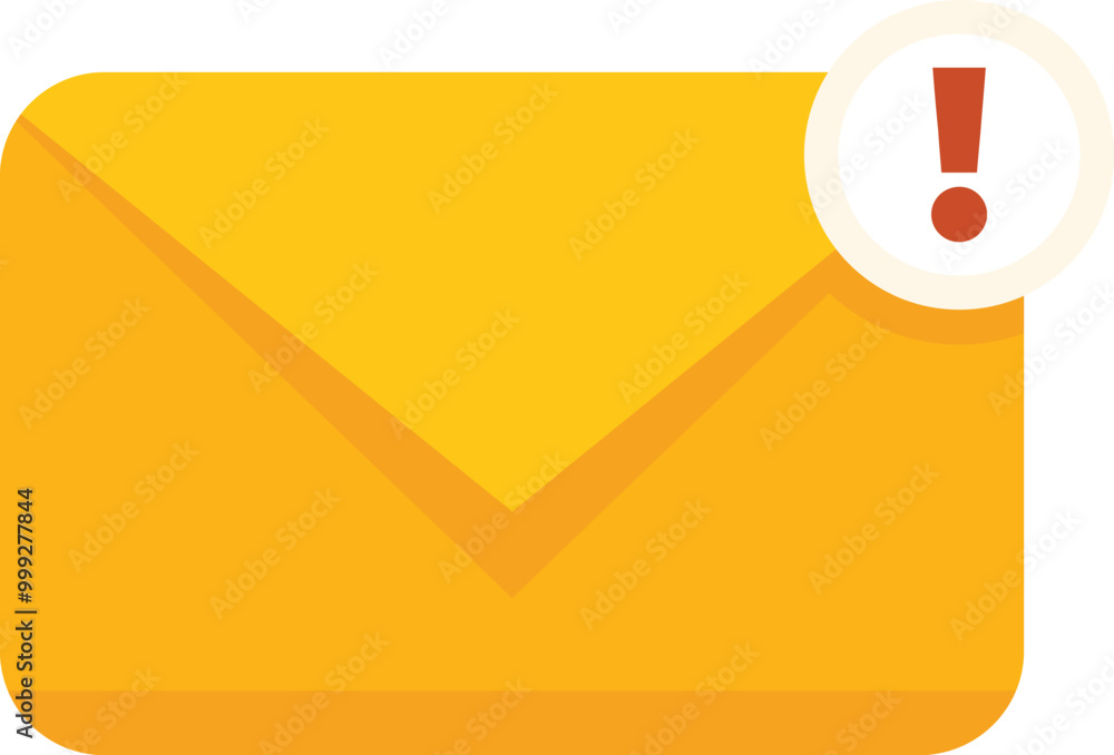 Poster yellow envelope mail with an exclamation mark is showing a new message