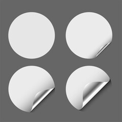set of circular page curl sticker template design