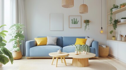 3d design interior colorful scandinavian living room