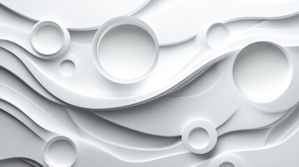 Abstract White Circular Shapes Background  3D Render  Modern Minimal Design