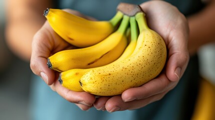 毎日のシンプルさ：健康的な生活のために新鮮なバナナを手に持つ