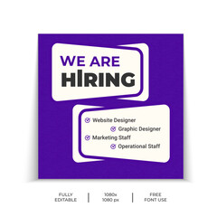 We are hiring job vacancy social media and square web banner template
