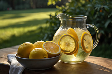 A Tranquil Summer Afternoon with Fresh Lemonade in a Serene Garden