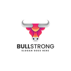 Vector Logo Illustration Bull Strong Gradient Colorful Style