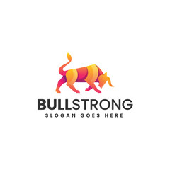 Vector Logo Illustration Bull Strong Gradient Colorful Style