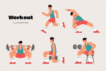 Man doing workout flat illustration