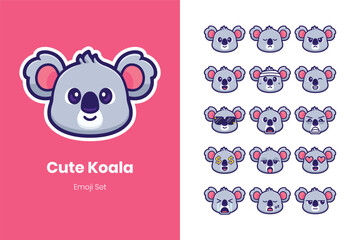 Cute koala cartoon emoji set © Veesl Studio