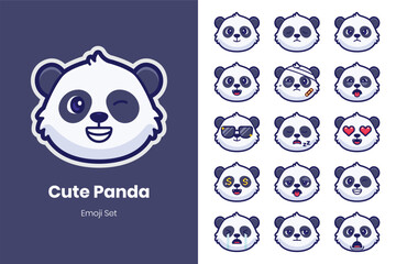 Cute panda cartoon emoji set © Veesl Studio