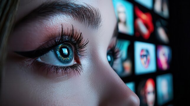 A digital art installation featuring multiscreen displays, each streaming different forms of media, creating a dynamic visual experience, streaming media, multiscreen art