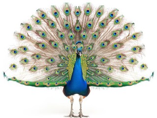 Peacock with its tail feathers spread out