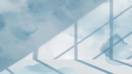 Abstract Blue Wall With Window Light