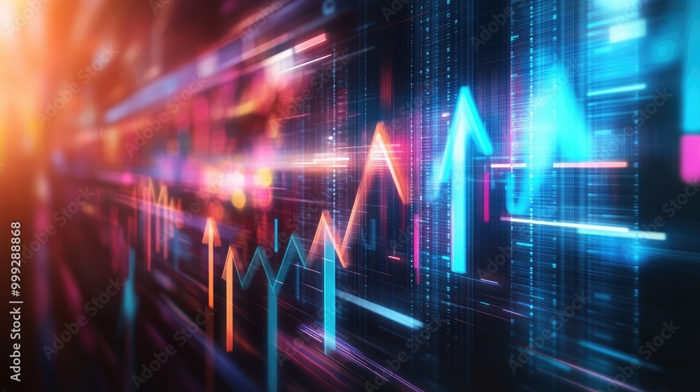 Poster abstract arrows and graphs in a business environment, symbolizing the concept of agility and quick a