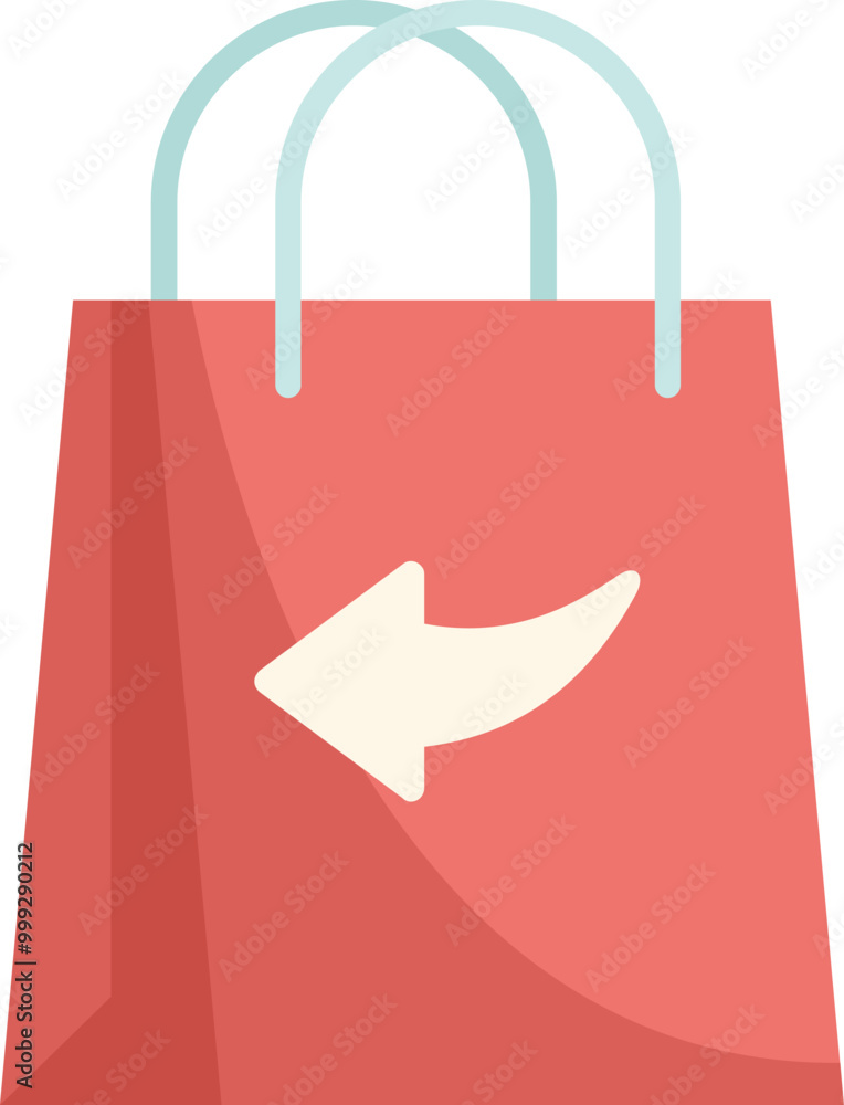 Poster red shopping bag displaying return arrow for a transparent refund policy
