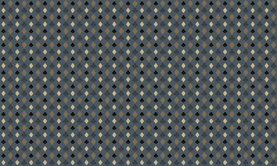 Seamless pattern with clubs and diamonds card symbol in light brown n black on hazy gray background. Vector illustration. For masculine shirt lady dress textile cloth print wallpaper cover decoration