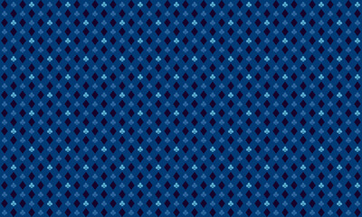 Seamless pattern with clubs and diamonds card symbol in light n dark blue on indigo blue background. Vector illustration. For masculine shirt lady dress textile cloth print wallpaper cover decoration