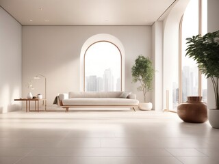 3d rendering of white empty space in room