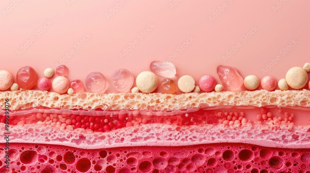 Poster detailed cross section image showcasing the and nutrient rich inner layers of healthy skin with a de