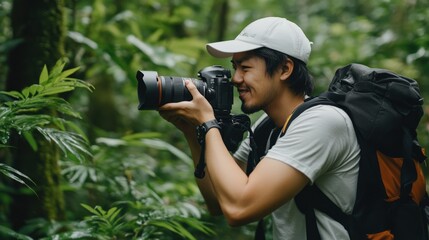 緑豊かな春の森での日本の野生動物写真撮影遠征