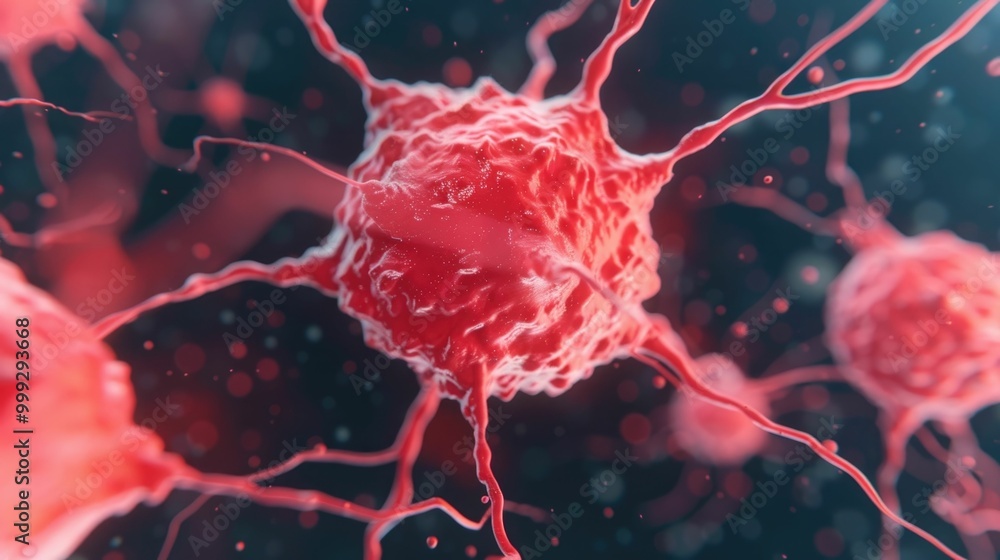Poster microscopic close up view of biological cells absorbing essential nutrients in a deep depth of field