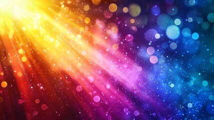 Naklejka premium Quantum Light Adventures: Energetic Rays Interacting with Vibrant Particles in Dynamic Environment