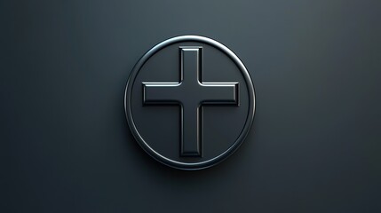 Fototapeta premium Round Icon with a Cross Symbol, Simple Flat Vector Illustration with Clean Design