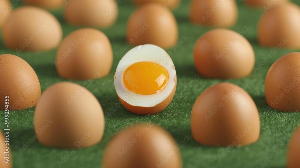 Aufkleber close up of raw or cooked eggs with a shallow depth of field showcasing the nutritional value and ve