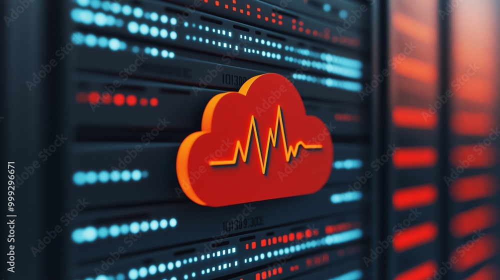 Poster cloud computing concept with data analytics symbol