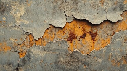 A close-up view of weathered paint peeling off a wall, showcasing rust and texture in vibrant earthy tones.