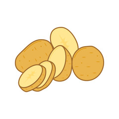Raw Sliced Potatoes Illustration